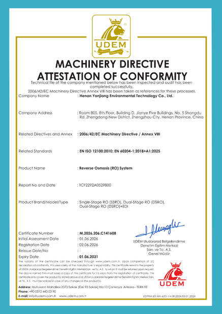 Cina Henan Yanjiang Environmental Technology Co., Ltd. Sertifikasi